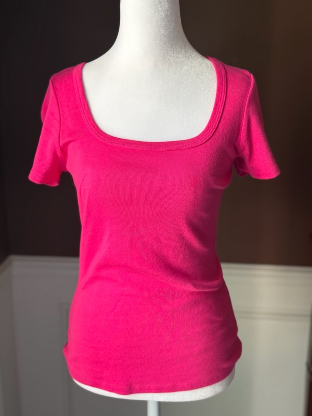 Michael Stars Kylie Tee 1X1 Cotton Magenta Size Small NWT